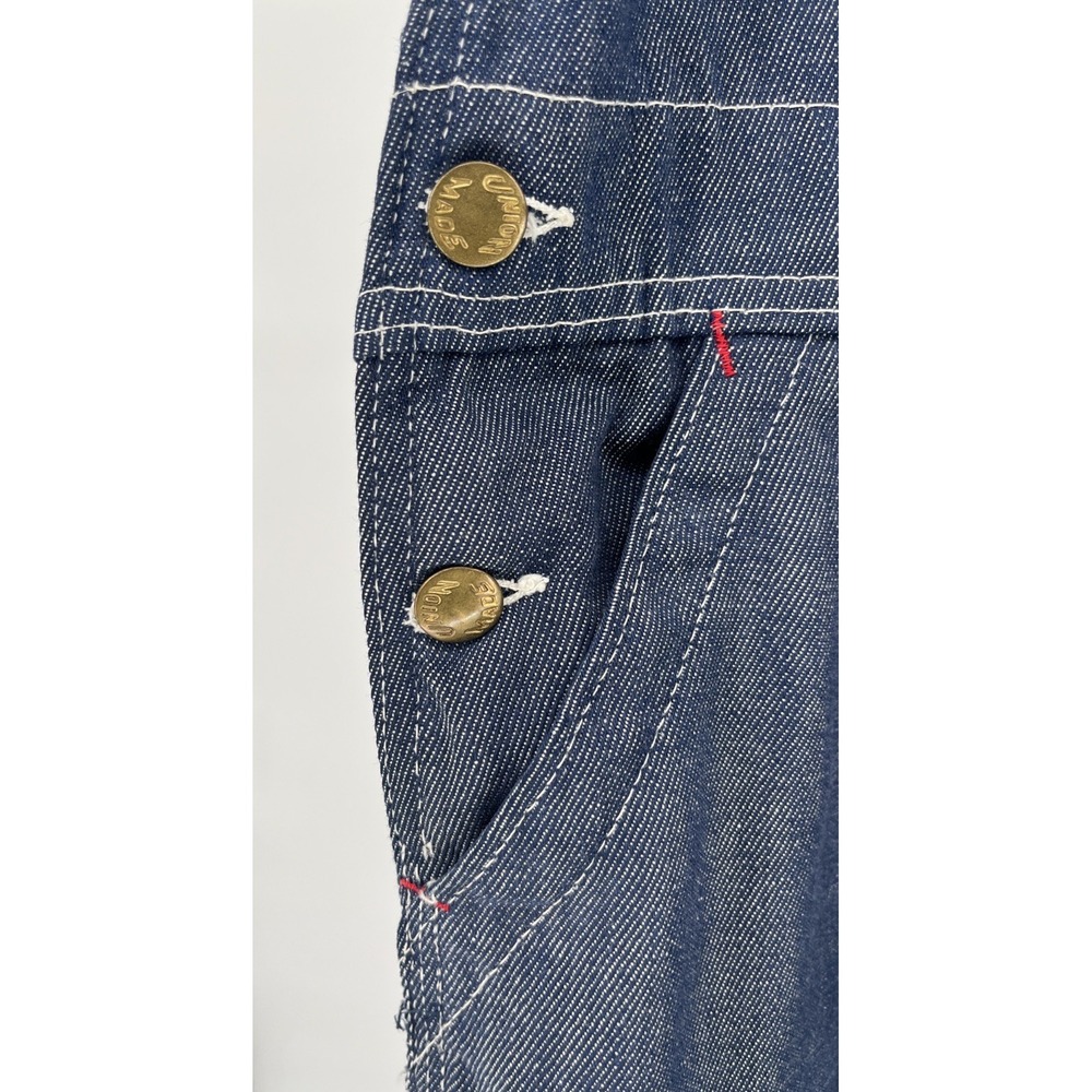 Vintage Union Made Womens Denim Overalls Bib Blue Wash Straight Leg Sz Small - Picture 3 of 10
